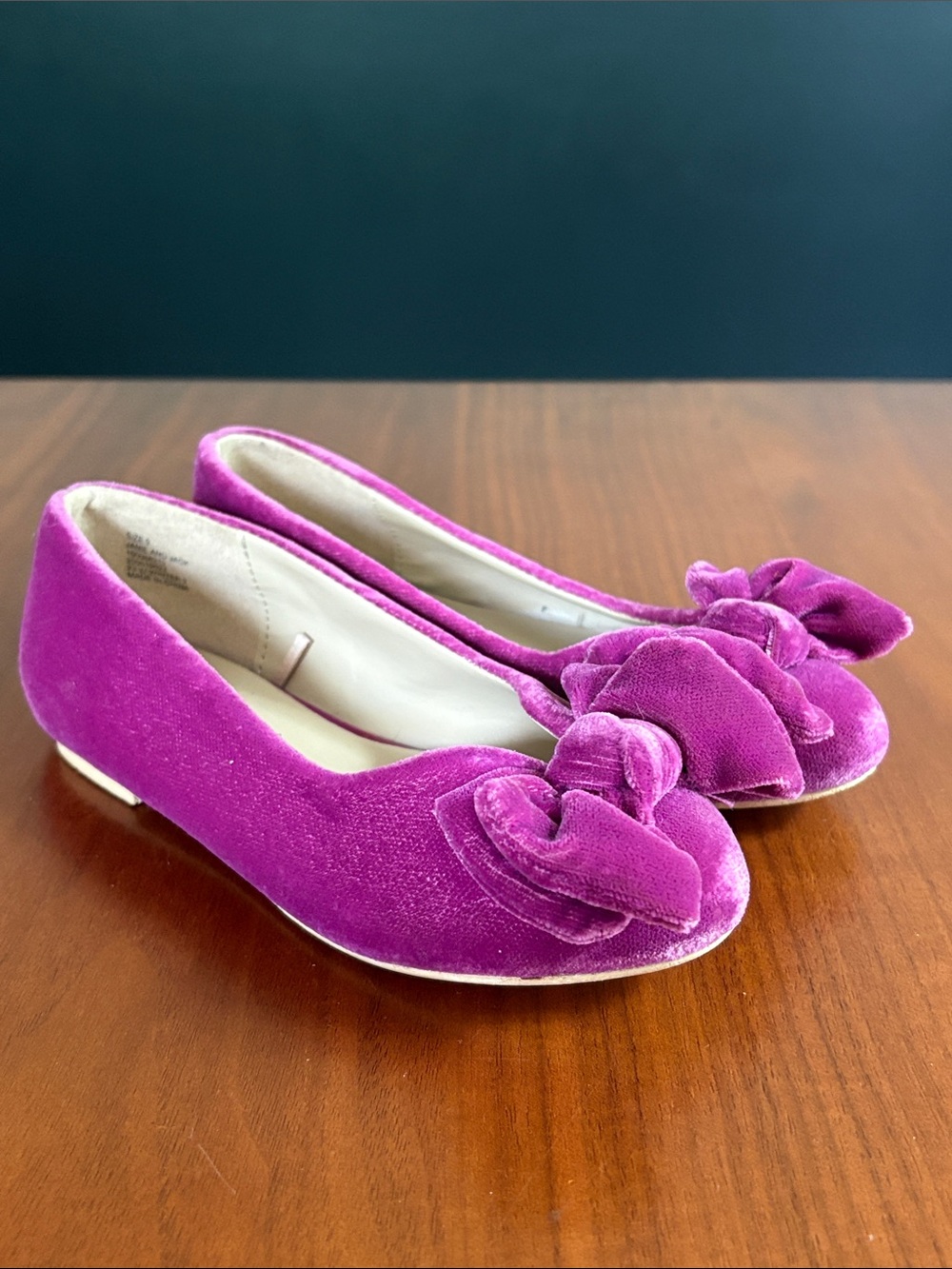 Janie and Jack 100048212 Velvet Bow Ballet Flat, size 9
